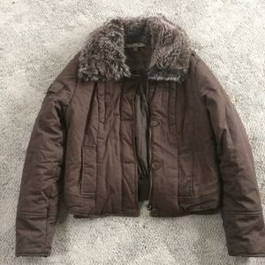 Like new condition brown cotton bomber coat